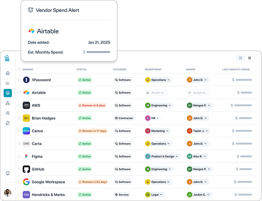 Spend table UI components